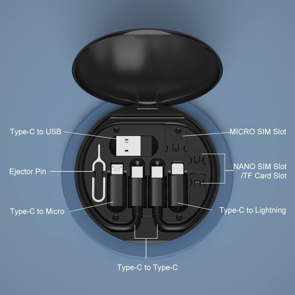 USB Adapter, Micro USB Charging Cable with USB C Lighting Adapter, Lighting to U