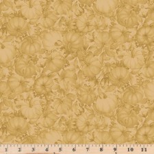 Bountiful Tonal Pumpkins Gold 05884AU Cotton Fabric half yd contious cut