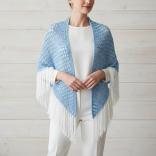 NEW Light Blue Eyelet Hand Knitted Shawl Wrap Scarf Boho Hippie Art Coastal
