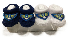 WNBA Dallas Wings Baby Knit Bootie 2 Pack From "FOR BARE FEET" White/Navy