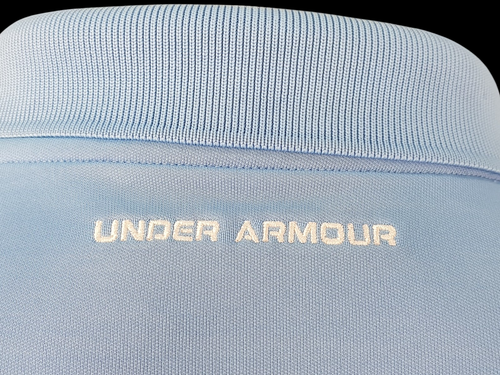 POLO UNDER ARMOUR uomo blu cielo LUSSO S/S elasticizzata - L - 52" - prezzo consigliato £48 - Foto 11 di 13