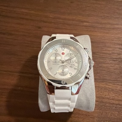 Michele Jelly Bean Silver White Watch Retail $450