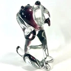 Vtg Murano Derpy Dog Figurine Sculpture Paperweight  6" Amethyst Clear RARE