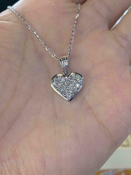 Alternate view of 2ct Round Cut Simulated Diamond Heart Charm Pendant 14k White Gold Plated