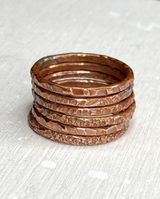 Copper Ring Stackable Hammered Rings band Size 6.5 Wedding Ring Unisex thin 2mm