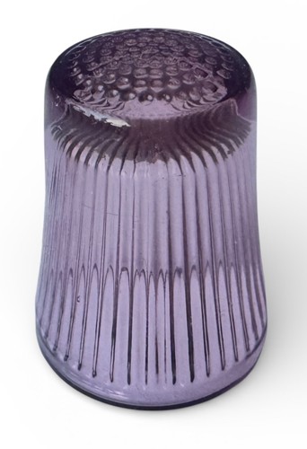 Vintage Amethyst Glass Thimble Purple Ridged Large 16mm Diameter Dimpled Top