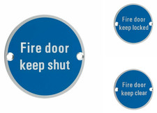 Fire Door Sign Keep Shut, Keep Locked & Keep Clear Round C/w Fixings