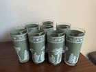 8 Wedgewood Jasper Jeanette  Green  Jasper Greek Figures Highball Glasses 6.5”
