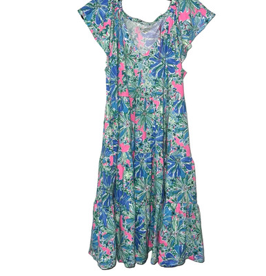 Lilly Pulitzer Kawai Tiered Dress Soleil Pink Good Hare Day S; NWT