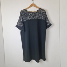 Dorothy Perkins Black Short Sleeved Sequin Panel Shift Dress BNWT UK Size 18
