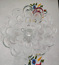 Clear Glass Flower-Shaped Pedestal Cake Stand, Floral Pattern, Decorative