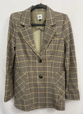 Cabi Past Time Blazer Jacket Tan Black Houndstooth Pockets Womens Size 2 Career