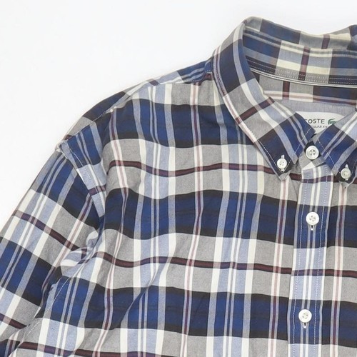 Camisa a cuadros azul XL Lacoste para hombre ajuste regular - Imagen 12 de 12
