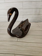 Vintage Brown Ceramic Swan Towel Or Soap Holder