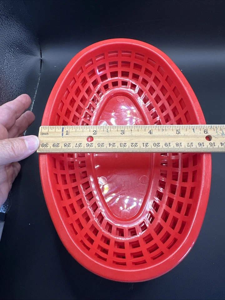 Red Oval Reusable Plastic Serving Basket Table Craft Product Co Set Of 9 - Image 3 of 4