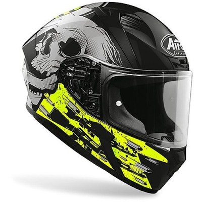 Airoh Valor Akuna Full Face Helmet Gloss Grey - Neon Yellow Thermoplastic H...