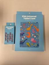 Kids Universal Tablet Case "Dinosaurs" Tablet 7-11 in w Stylus Pack, Blue, T36