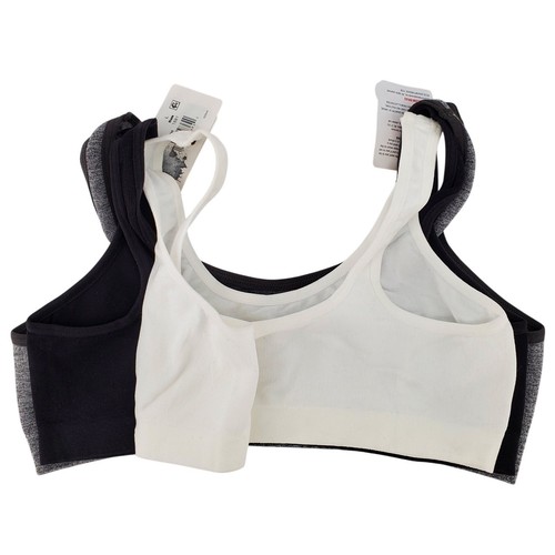 Hanes 3 Pack Everyday Comfort Bras Girl's Size L Gray/Black/White Pullover Style - Picture 2 of 5