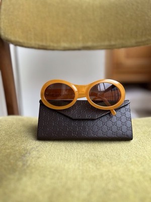 GUCCI(グッチ) サングラス - GG2400/N/S ブラウン×ゴールド インターロッキングG Vintage Gucci GG 2400/N/S Oval Sunglasses- 90s - Made in Italy | eBay