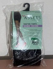 SPANX LOVE YOUR ASSETS SHAPING TIGHTS Size 3 BLACK TEXTURED WISHBONE 155-180 Lbs