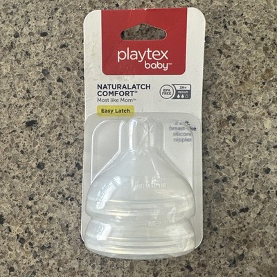 Playtex Baby Natural Comfort Easy Latch Nipples 2-Pack 3M+ NEW Medium Flow NEW