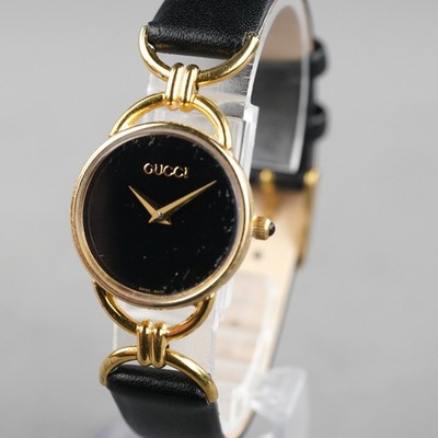 GUCCI Damen 6000.2.L Armbanduhr Gold 23mm Neue Batterie Neues Lederband