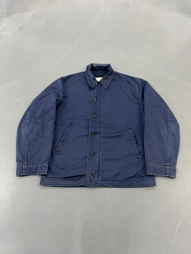 Vintage 1960s USN N-4 Navy Blue Utility Deck Jacket Size 42 Vietnam War Military