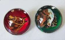 Vintage Glass Domed HORSE BRIDLE ROSETTES Equestrian Decorative Chapman MINN