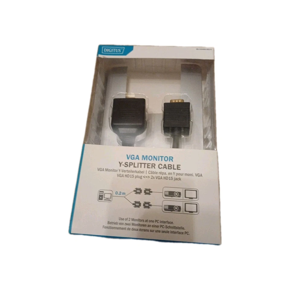 S-VGA Y Verteiler Splitter 1*Stecker auf 2* Kupplung 15pol PC Monitor vergoldet - Bild 3 von 4