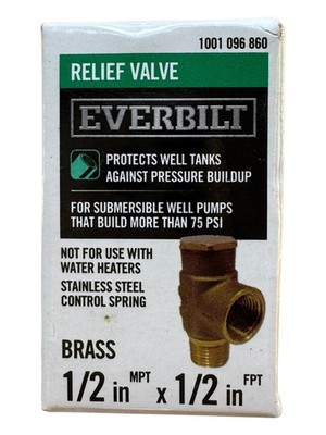 #ad Everbilt 1 2quot; Brass Relief Valve for Well Pressure Tanks 1001 096 860 $14.99