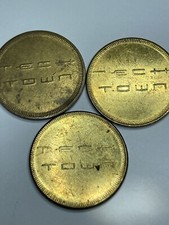3 TECH TOWN Famous Players Theatre CANADA Brass Arcade Game Amusement Tokens #A3