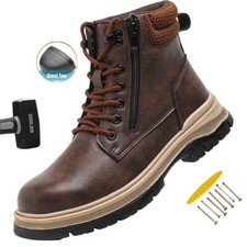 Hombres Punta de Acero Botas de Trabajo Zapatos de Seguridad Botas de Senderismo Botas Industriales Impermeables