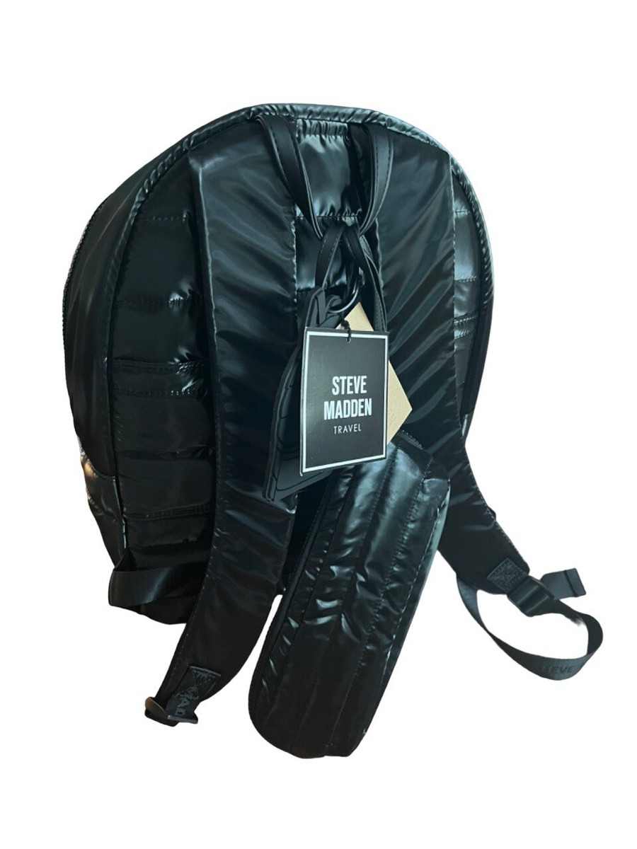 STEVE MADDEN Black Nylon Backpack & Wrislet W/ Trolley 