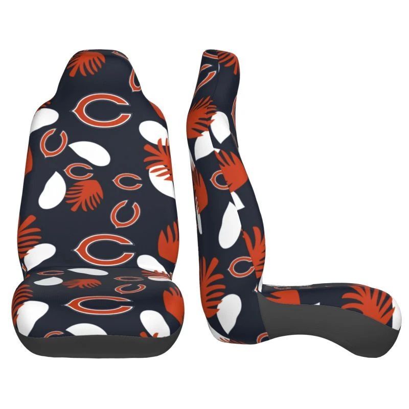 2pcs Chicago Bears Elastic Car Seat Covers Car Front Rear Protectors Decor