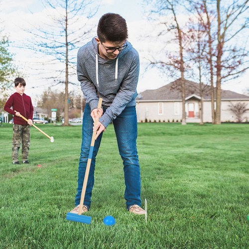Krocket Holz Spiel Kinder Croquet 4 Spieler Crocket Outdoorspiel Familien Pro - Bild 9 von 10