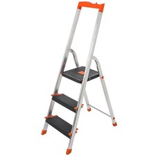 SONGMICS Leiter mit 3 Stufen, Alu, Klappleiter mit Werkzeugschale GLT03BK