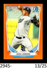 1-2014 BOWMAN CHROME DRAFT ORANGE REFRACTOR ZECH LEMOND PADRES 13/25