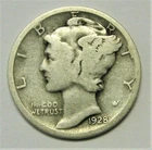 1928 S Mercury Dime circulated 90% Silver  Good Condition
