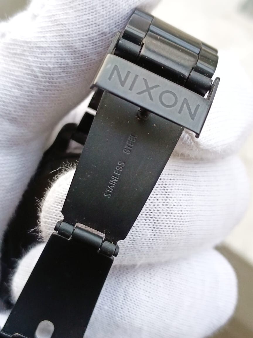 NIXON Ascender A1208 Black 100M Moon Phase Month Day Date 42mm
