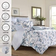 Laura Ashley Chloe 3P Queen Duvet Set Reversible Comforter Cover Floral NEW