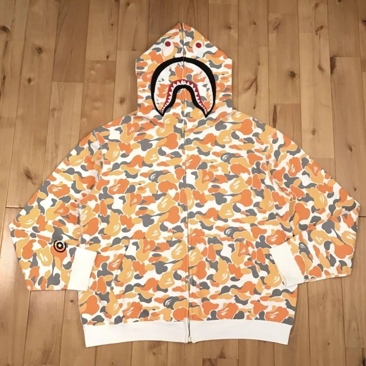 BAPE Shark full zip hoodie orange camo A Bathing Ape Size XL