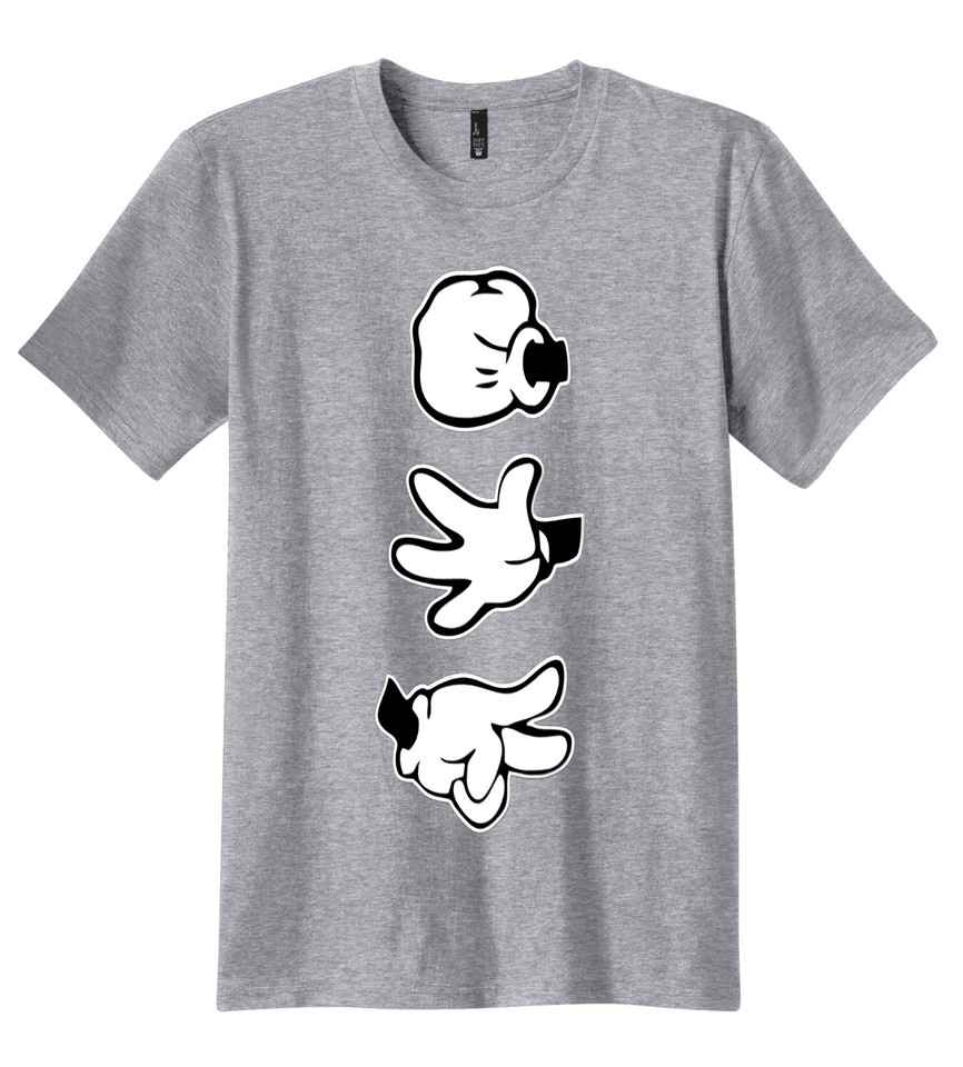 PubliciTeeZ Funny Big And Tall Mickey Hands Rock, Paper, Scissors T-Shirt