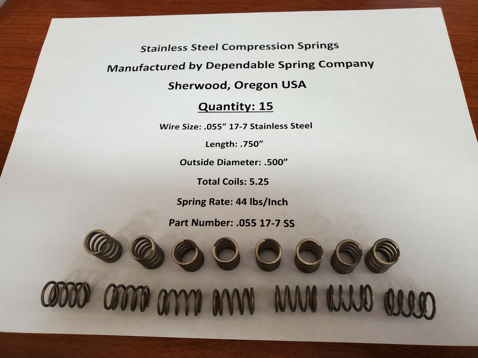 Lot of 15 .750 length x .500 O.D 177 Stainless Steel compression