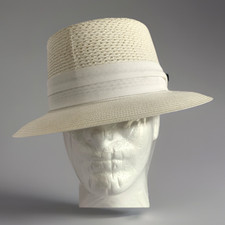 Dobbs Fifth Avenue Florentine Milan Straw Fedora White Size 59 7 3/8