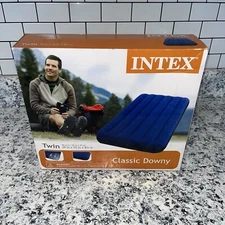 Twin Size Inflatable Air Bed Mattress Intex Classic Downy Blue Pump Not Included