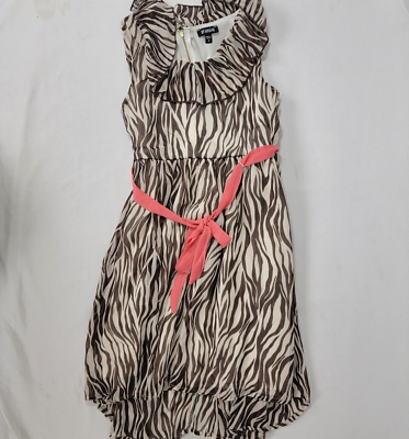Zunie Girl's Dress Brown Beige Zebra Print Sleeveless Summer Size 8 Sheer  Lined | eBay