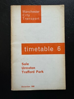 Dez 1968 Manchester City Transport Bus Fahrplan 6 Verkauf Urmston Trafford Park