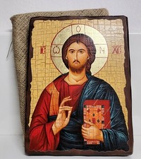 Icona ortodossa Gesù in legno di ontano secondo l’antica tradizione iconografica