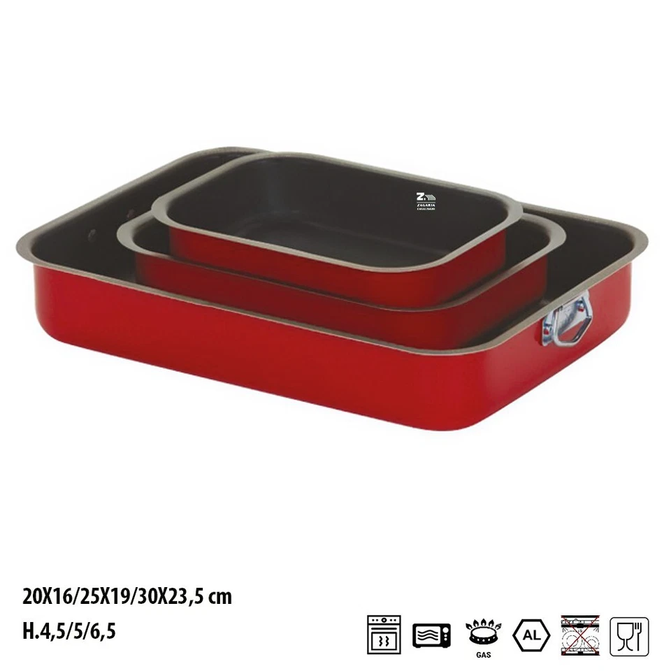 PENTALUX SRL TRIS SET 3 PZ LASAGNERE ROSTIERE IN ALLUMINIO ANTIADERENTE SIMPLY LINE