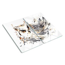 Glas-Herdabdeckplatte Ceranfeldabdeckung Zweiteilig 2x30x52 Eule